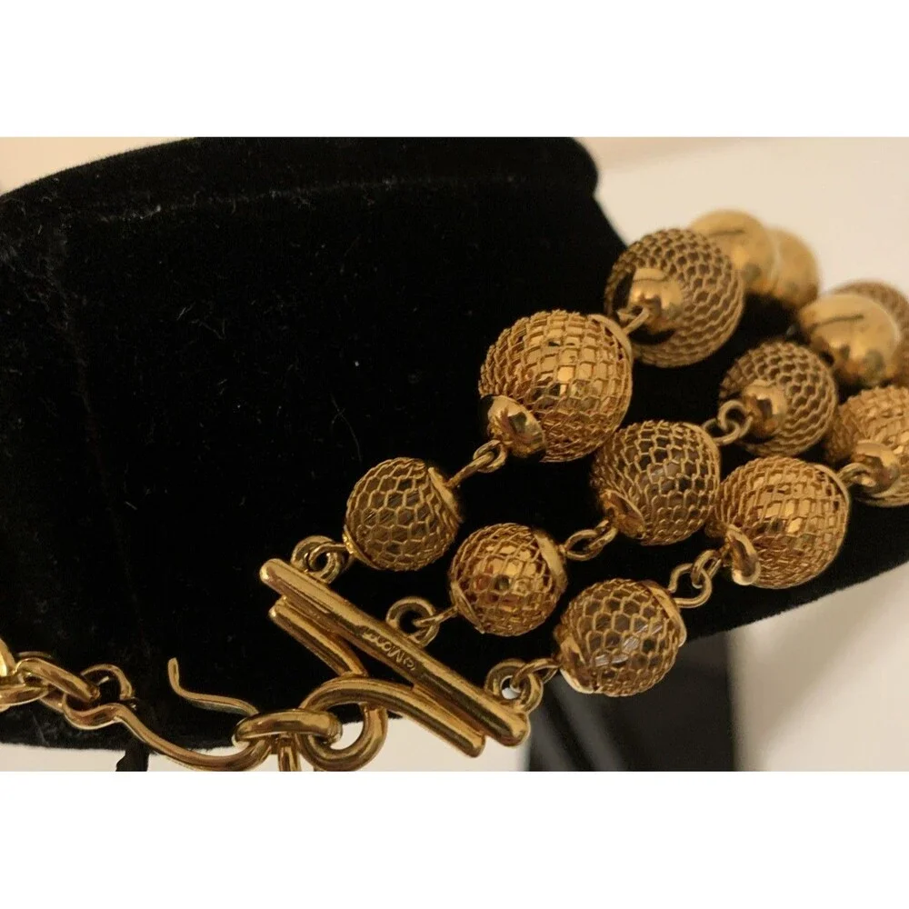 Vintage Monet Runway Luxe Multistrand Mesh Caged Beads Weighty Necklace 19”